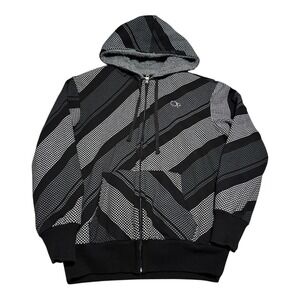 2000s OP Ocean Pacific Striped Full Zip Surfing Sherpa Lined Hoodie Men's Medium